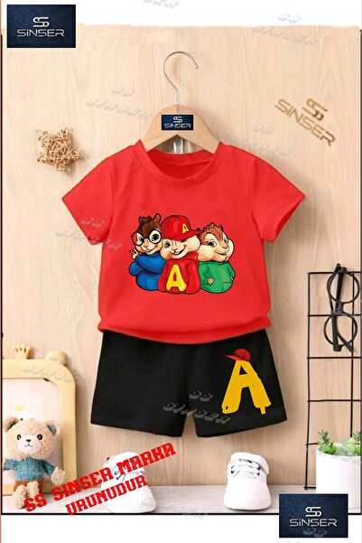 SS SİNSER تي شيرت للأطفال للجنسين "ALVIN 3LU SINCAP HALF TRUNK" مطبوع خاص برق...