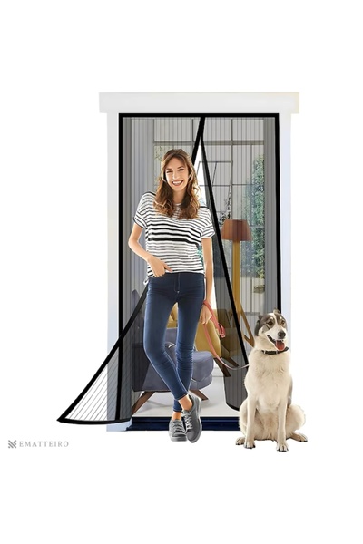 EMATTEIRO Polyester Mosquito Net, 100x210 cm, Magnetic Closure, for Balcony/Sliding Doors