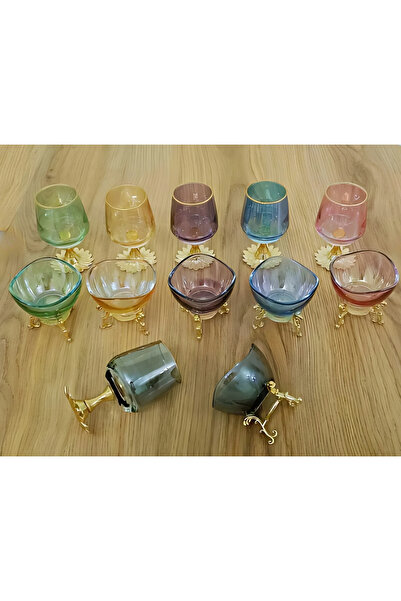 Elta Collection طقم عرض جانبي للقهوة الملونة مكون من 12 قطعة |   6 أكواب ماء + 6 أوعية حلوى للحلويات التركية