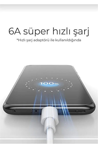 KAZEMTECH 67W Turbo Şarj Cihazı Aleti 6A Kablo/Adaptör Seti (Type C-USB) Xiaomi Redmi Samsung Uyumlu