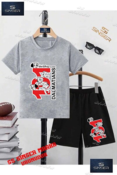 SS SİNSER Children's Unisex “Dalmacian Dog Red“ Custom Printed Crew Neck T-Sh...