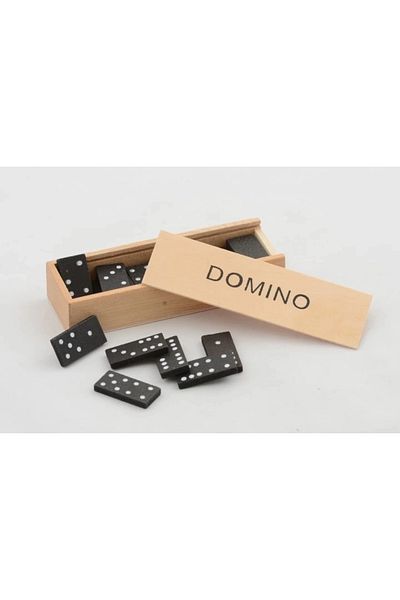 PRATİKOBA Domino Game with Wooden Box Alk4019