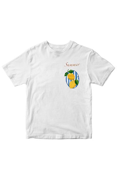 designedfy Summer Lemon Printed Women's Tshirt White