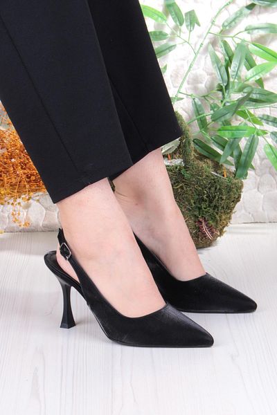 fort 086-5030 Fls Closed Front Printed Open Back Heeled Shoes