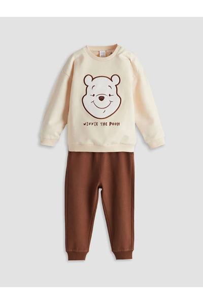 LC Waikiki LCW baby Bej Bisiklet Yaka Uzun Kollu Winnie the Pooh Baskılı Erkek Bebek Pijama Takımı