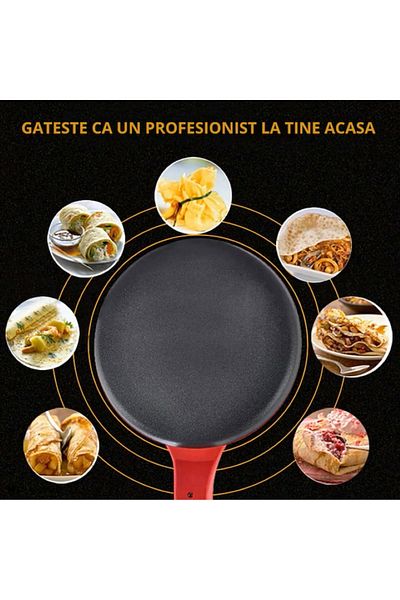 EMATTERIO Non-Stick Electric Pancake Frying Pan 20cm, 600W, With Whisk and Bowl, Easy to Clean