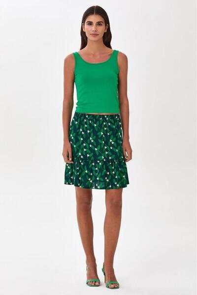 İKİLER Beli Lastikli Desenli Etek 025-3504