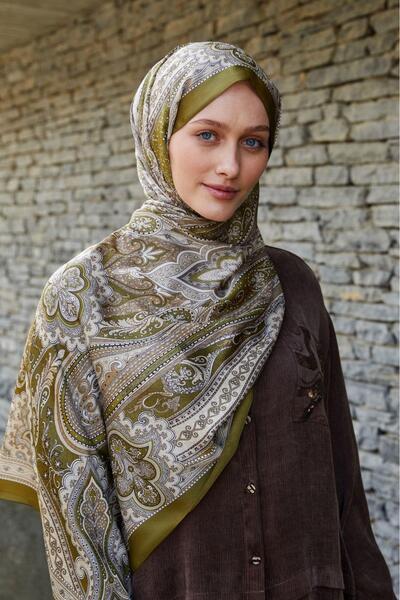 LuvenSara Hint İpeği Şal Haki