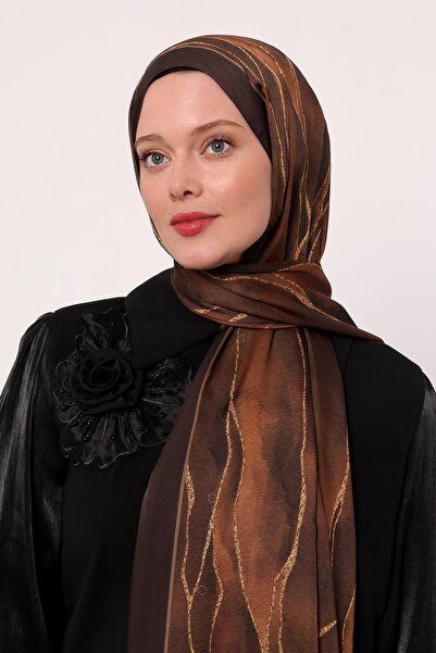 LuvenSara Hint İpeği Şal | Koyu Kahve