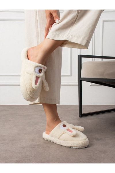 STOCON Papuci de casă unisex de iarnă brodați cu figură de iepure drăguț, fără sunet, talpă anti-alunecare STC1122