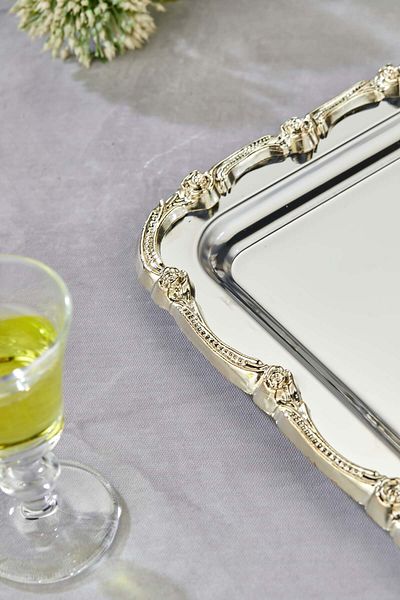 Turkco Baton Series Metal Presentation Promise Engagement Tray, Silver Tray Silver Accessory