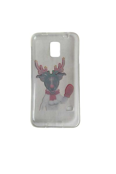 OEM Case compatible with Samsung Galaxy S5 / G900, Transparent Silicone Case Christmas, Rudolf the Dog