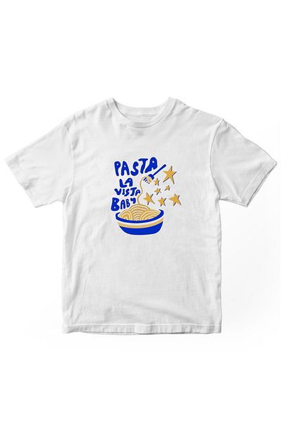 designedfy Tricou unisex cu imprimeu Pasta La Vista alb