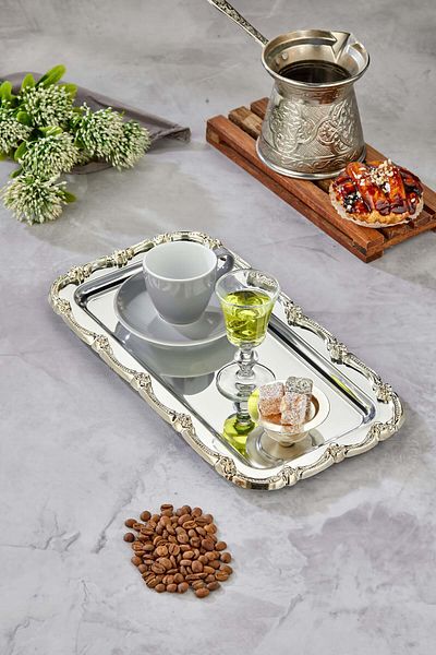 Milenay Elegance Series Metal Presentation Promise Engagement Tray, Silver Tray Silver Accessory