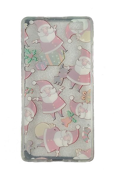 OEM Case compatible with Huawei P8 Lite, Transparent Silicone Case Christmas, Santa Claus