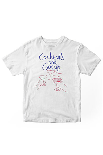 designedfy تيشيرت للجنسين مطبوع عليه كوكتيلات وأخبار بيضاء