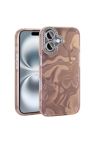 kılıffuarı Apple iPhone 16 Plus Case Shock Absorbing Airbag Glossy Camera Edge Stone Design Esila Cover