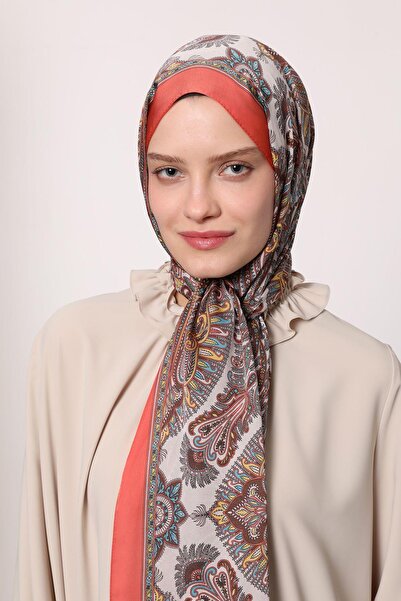 LuvenSara Hint İpeği Şal Mercan