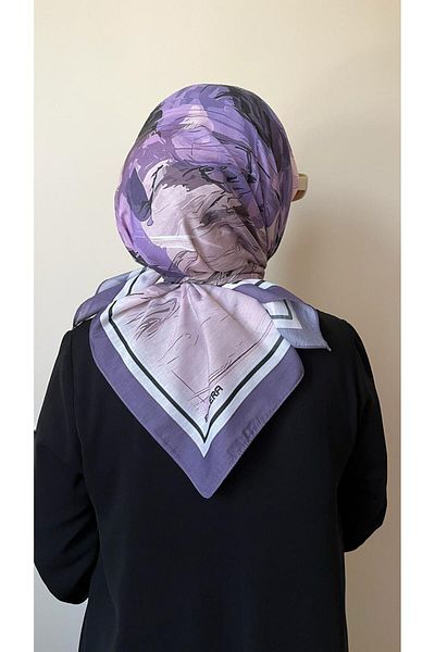 ESSLERA Rose Pattern Purple Soft Scarf
