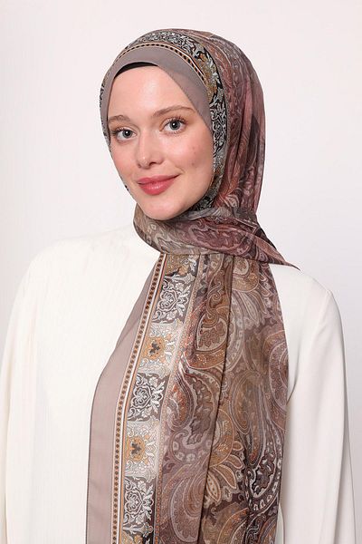 LuvenSara Silk Chiffon Shawl Mink