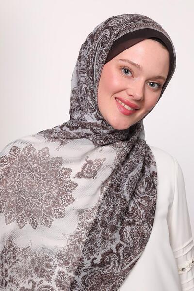 LuvenSara Silk Chiffon Shawl Brown
