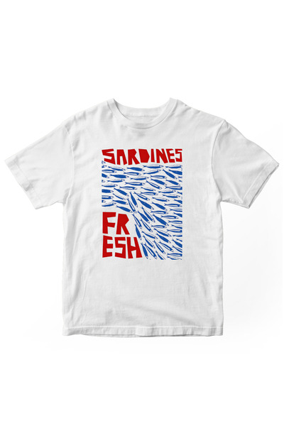 designedfy Tricou unisex cu imprimeu Fresh Sardines alb