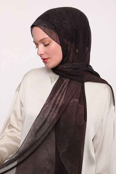 LuvenSara Silk Chiffon Shawl Brown