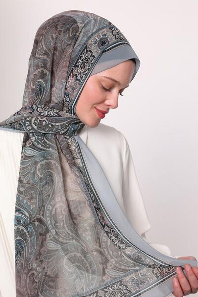 LuvenSara Silk Chiffon Shawl Gray