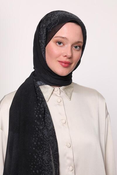 LuvenSara Silk Chiffon Shawl Black