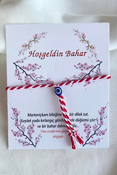 Silmaril Store Kartlı Marteniçka Dilek Bilekliği Kırmızı Beyaz - Nazar Boncuk...