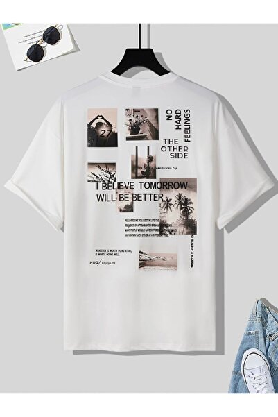 Marco Fresco Unisex Μπλουζάκι με στάμπα "I Believe Tomorrow" σε μεγάλο μέγεθος