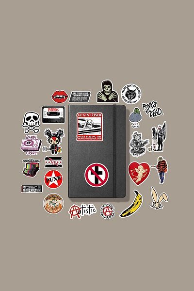 MS Major Selection مجموعة ملصقات معدنية من Punk Rock / ملصق دفتر ملاحظات Bullet Journal وملصق الكمبيوتر المحمول