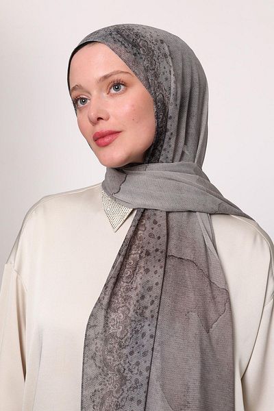 LuvenSara Silk Chiffon Shawl Dark Gray