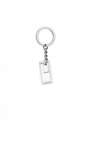 Herşey Nota Modern Geometric Design Keychain – Zamak Metal Unisex Minimal and Abstract Accessory