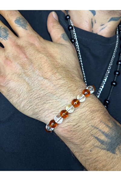 Mos Tespih سوار من الحجر الطبيعي الزجاجي ذو اللون المزدوج من برج الأسد