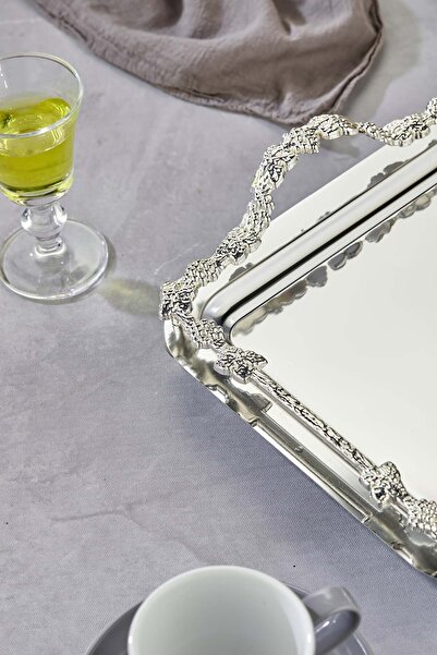 Turkco Grape Series Metal Presentation Promise Engagement Tray, Silver Tray Silver Accessory