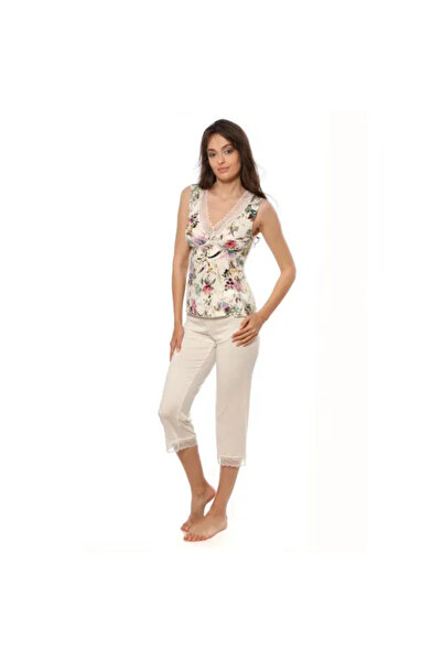 Piera Women's short-sleeved pajama top AB019 ecru-046