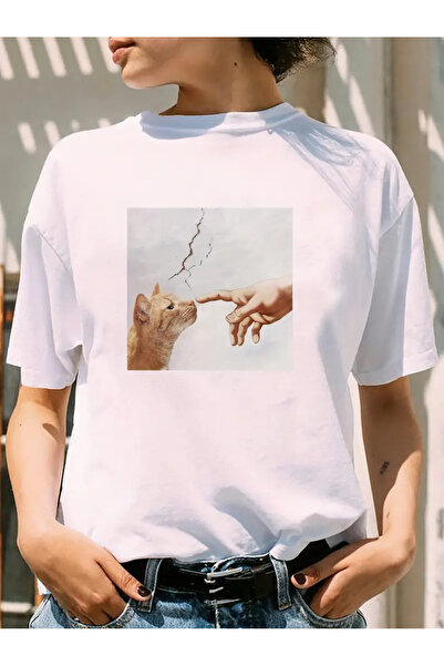 Aether تي شيرت مطبوع بأكمام قصيرة ومقاس كبير ممتاز