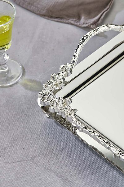 Turkco Rose Series Metal Presentation Promise Engagement Tray, Silver Tray Silver Accessory