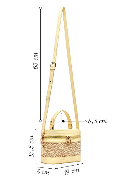 Derimod Women's Yellow Long Strap Patterned Mini Box Crossbody Bag 25Sbd262014