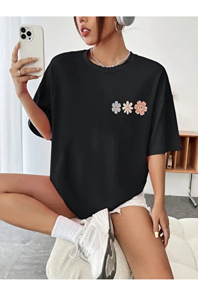 Aether تي شيرت مطبوع بأكمام قصيرة ومقاس كبير ممتاز