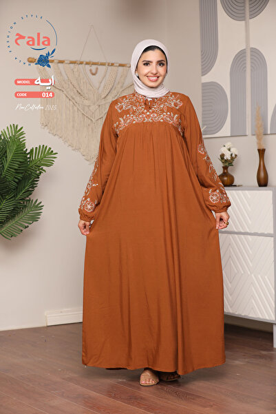 Hala جلابية استقبال مطرزة ومصنوعة من قماش الكتان الخفيف والناعم يمنحك شعورًا ...