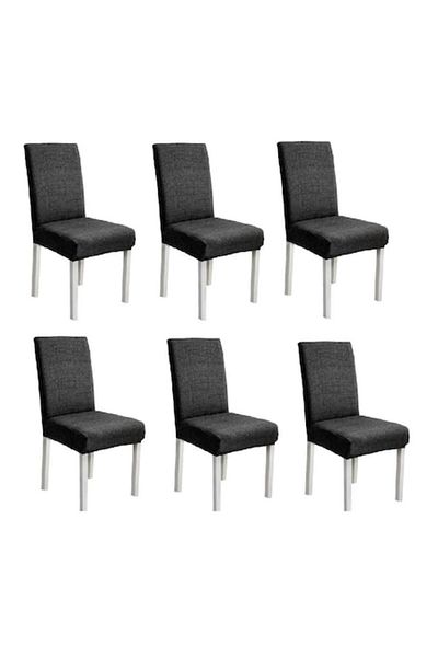 OEM Set 6 huse universale pentru scaune, poliester, elastan, imprimeu elegant, MS STAR, gri