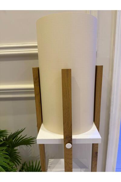 Turkish Home Classic wooden floor lamp - brown and white