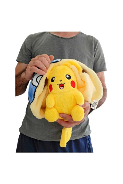 TİVENS Pokemon Pikachu Peluş Oyuncak Sürpriz Peluş 40cm Uyku Arkadaşı Fermuarlı