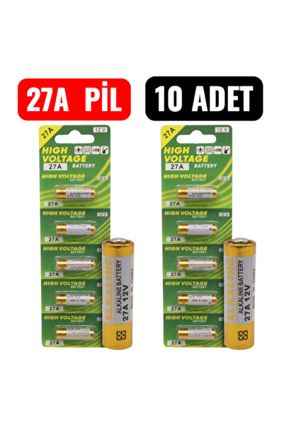 nelerbulurum 10 ADET 27A İNCE 12 VOLT Oto Ve Kapı Kumanda Pili GP27A, L1028, A27