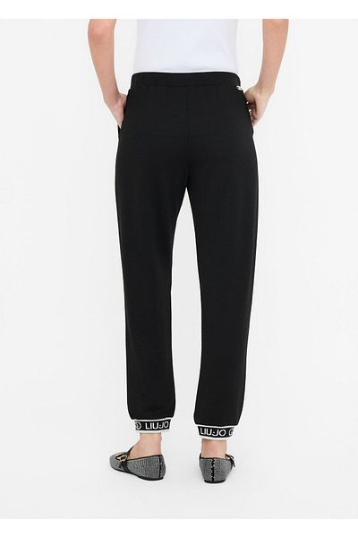 Liu Jo Women's Regular Fit Elastic Waist and Leg Woven Fabric Black Pants Tf5284J4747-R9342