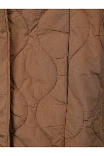 Liu Jo Women's Comfortable Fit Quilted Zipper Hooded Long Sleeve Brown Jacket Tf5160T9805-81324