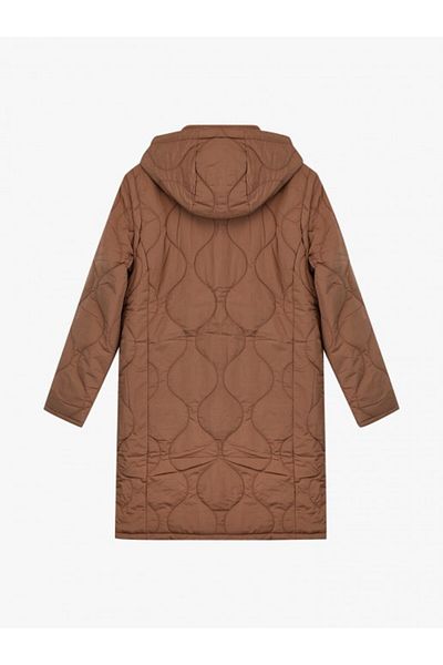 Liu Jo Women's Comfortable Fit Quilted Zipper Hooded Long Sleeve Brown Jacket Tf5160T9805-81324