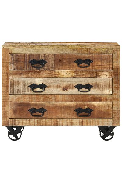 vidaxl Sideboard with 3 Drawers 80x30x65 cm Solid Rough Wood Mango